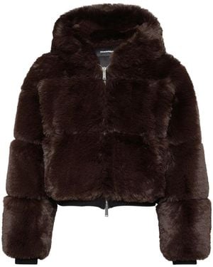 DSquared² Cropped-Kapuzenjacke Aus Faux Fur - Schwarz