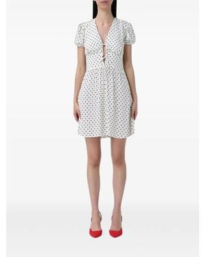 Mar De Margaritas Polka-Dot Tie-Fastening Mini Dress - White