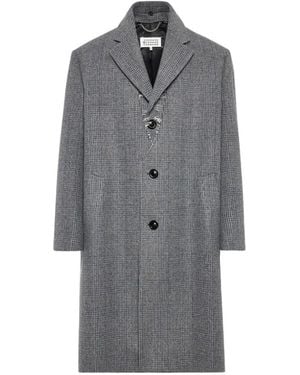 Maison Margiela Check Frayed Coat - Grey