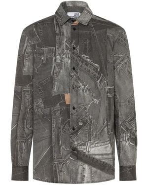 Love Moschino Trompe-L'Oeil Denim-Print Shirt - Grey