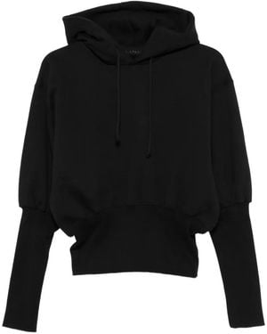 ALAINPAUL Fitted-Waist Puff-Sleeve Hoodie - Black