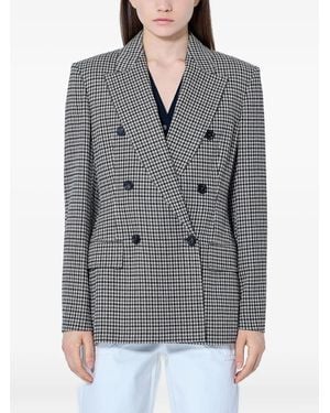 Max Mara Houndstooth Double-Breasted Blazer - Gray