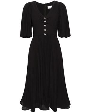Nissa Rhinestone-Embellished Pleated Dress - Black