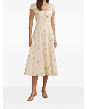 EVER NEW Sallie Lace-Up Floral-Print Midi Dress - Natural