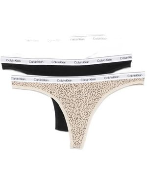 Calvin Klein Logo-Waistband Thongs (Set Of Three) - Black