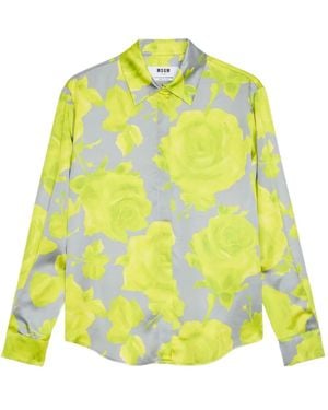 MSGM Floral-Detail Shirt - Yellow