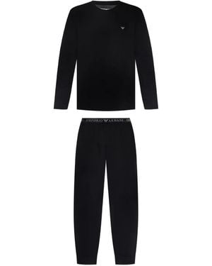 Emporio Armani Eagle-Logo Pyjama Set (Set Of Two) - Black
