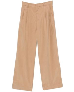White Sand Pleated Wide-Leg Trousers - White