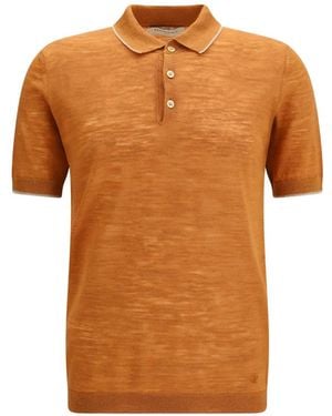 Brooksfield Button Trim Polo Shirt - Orange