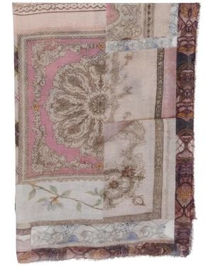 Faliero Sarti Tecla Patchwork-Print Frayed Scarf - Grey