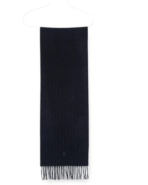 Polo Ralph Lauren Pinstripe-Pattern Cashmere Scarf - Blue