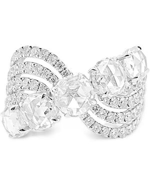 HYT Jewelry Anello Multifascia Decorato Con Diamanti - Bianco