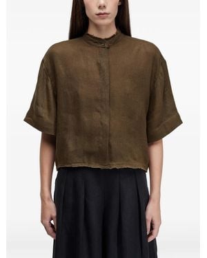 Osklen Frayed Collar Linen Shirt - Brown