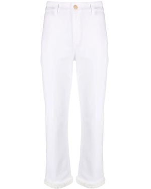 Max Mara Frayed-Edge Slim-Fit Trousers - White