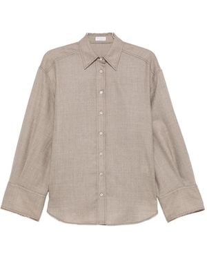 Brunello Cucinelli Monili-Trim Button-Fastening Shirt - Natural