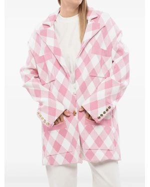 Balmain Geruite Oversized Jas - Roze