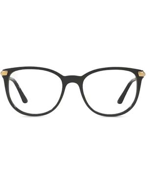 Burberry Bril Met Rond Montuur En Geruit Detail - Zwart