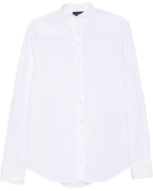 Emporio Armani Mandarin-Collar Long-Sleeve Shirt - White