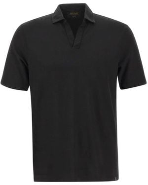 Gran Sasso Open-Collar Short-Sleeve T-Shirt - Black