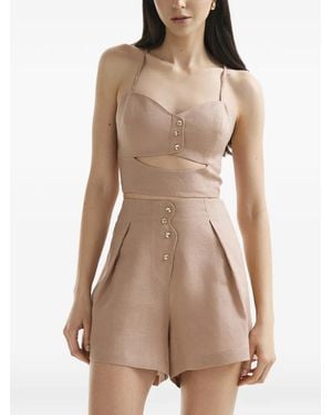 Mia Peculiar Wave Linen Corset Top - Natural