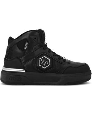 Philipp Plein Panelled High-Top Trainers - Black