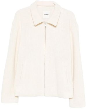 Sandro Polo-Collar Zip-Fastening Cardigan - White