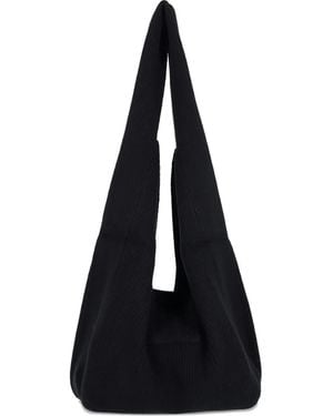 AYA MUSE Sol Schultertasche aus Rippstrick - Schwarz