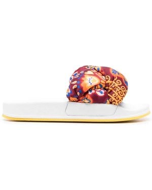 La DoubleJ Treccia Embroidered Slides - Pink