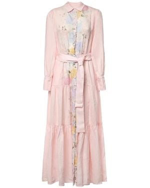 MC2 Saint Barth Floral-Print Tiered Maxi Dress - Pink