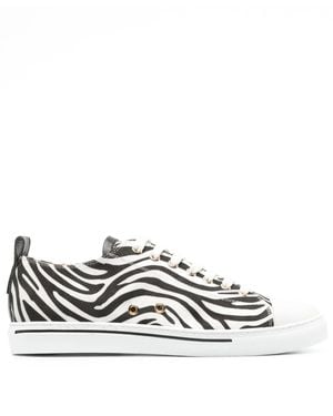 Roberto Cavalli Zebra-Print Leather Trainers - White
