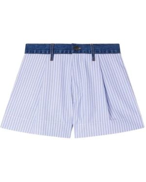 Sandro Striped Shorts With Denim Details - Blue