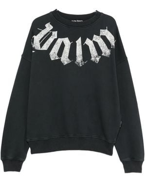 Palm Angels Big Neck Logo Printed Sweatshirt - Black
