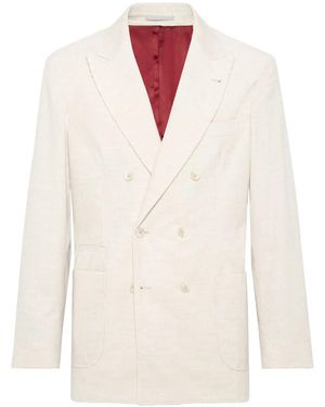 Brunello Cucinelli Double-Breasted Corduroy Blazer - White
