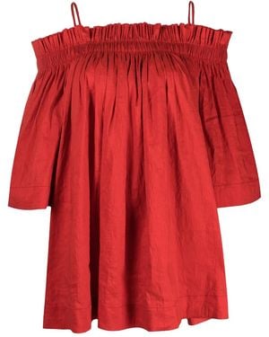 Uma Wang Off-Shoulder Linen Blouse - Red