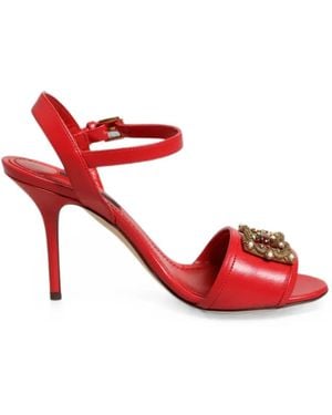 Dolce & Gabbana Dg Amore Pearl-Embellished Sandals - Red