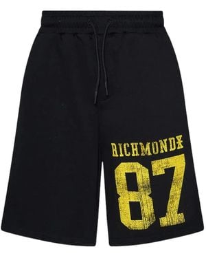 John Richmond 87 Logo-Print Running Shorts - Blue