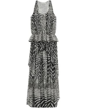Blumarine Zebra-Print Asymmetric Dress - Grey