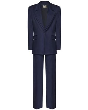 The Archivia Elia Single-Breasted Wide-Leg Suit - Blue