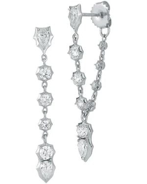 Jade Trau Poppy Loop Diamond Earrings - White