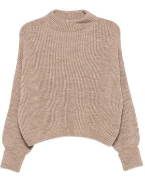 Closed Ribbed-Knit Mock-Neck Sweater - Natural