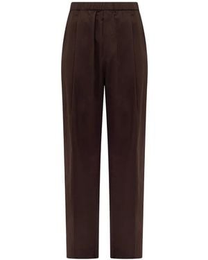 Laneus Elasticated-Waistband Front-Pleat Trousers - Brown