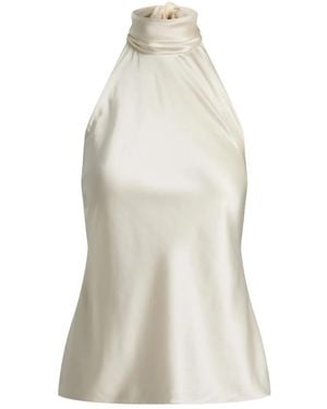 Ralph Lauren Charmeuse Halterneck Blouse - White