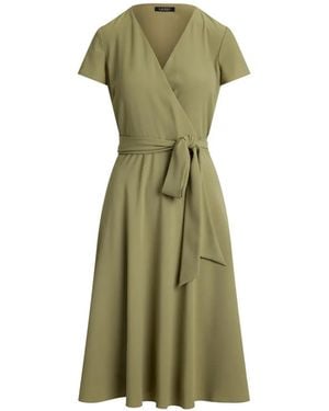 Ralph Lauren Belted Georgette Suplice Midi Dress - Green