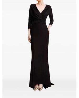 Gemy Maalouf V-Neck Draped Maxi Dress - Black