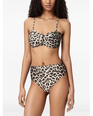 AllSaints Court Leopard-Print Bikini Top - Natural