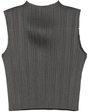 Pleats Please Issey Miyake Pleated Sleeveless Top - Grey