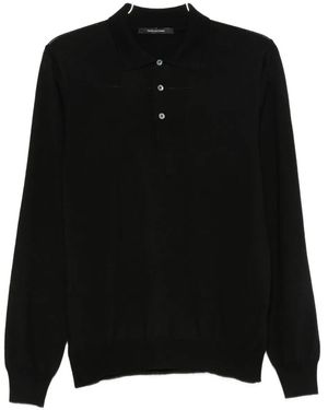 Tagliatore Long-Sleeve Polo Shirt - Black