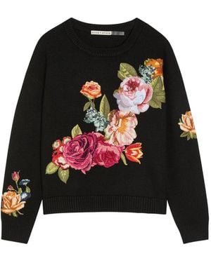 Alice + Olivia Jersey Con Motivo Floral - Negro