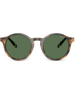 Polo Ralph Lauren Round-Frame Tortoiseshell-Effect Sunglasses - Green