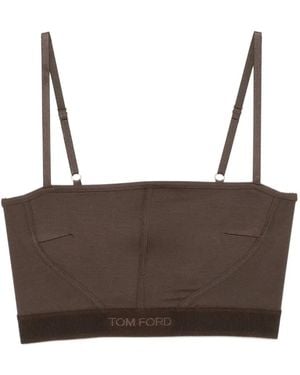 Tom Ford Logo-Embroidered Tank Top - Brown
